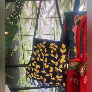 Beaded evening bag stunning leaf design brand new